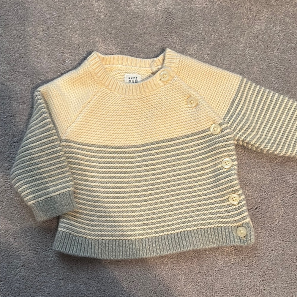 GAP Cream and Gray Sweater with Nautical Stripes